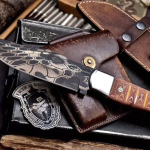 Lot #002 CFK Handmade CAMO AUS 8 Custom MICARTA Hunting Skinner Camping Sport Knife