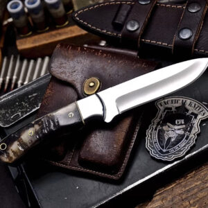 Lot #005 CFK Handmade VG10 Custom SHEEP HORN Camping Hunting Skinner Sport Knife